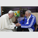 Papst Franziskus trifft Fidel Castro auf Kuba, 19.9.2015. © picture alliance / AP Photo
