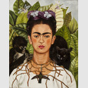 Frida Kahlo, Selbstbildnis mit Dornenhalsband, 1940, Oil on canvas mounted to board, Collection of Harry Ransom Center, The University of Texas at Austin, Nickolas Muray Collection of Modern Mexican Art © Banco de México Diego Rivera Frida Kahlo Museums Trust/VG Bild-Kunst, Bonn 2019