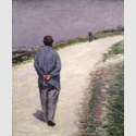 Gustave Caillebotte: Mann im Arbeitskittel (auch: Père Magloire auf dem Chemin de Saint-Clair in Étretat), 1884. Öl auf Leinwand, 65 x 54 cm. Privatsammlung © Bridgeman Images Städel