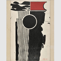 Harry Kögler: Schwarzer Block, 1956. Gouache, Graphit, Collage, 92,7 x 72,8 x 3,2 cm (Rahmenmaß). © Nachlass Harry Kögler