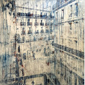 Peer Boehm, Was ich eigentlich tun will (Ausschnitt), 2026, Mischtechnik auf Leinwand, 180 x 180 cm