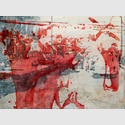 Peer Boehm - Grenzerfahrung, 2020, Aquarell, Tusche und Acryl auf Leinwand, 70 x 90 cm