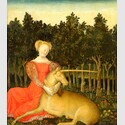 Dario di Giovanni, zugeschr.: Jungfrau mit Einhorn (Portrait der Caterina Corner als Allegorie der Keuschheit), um 1467/68, Keresztény Múzeum / Christliches Museum, Esztergom